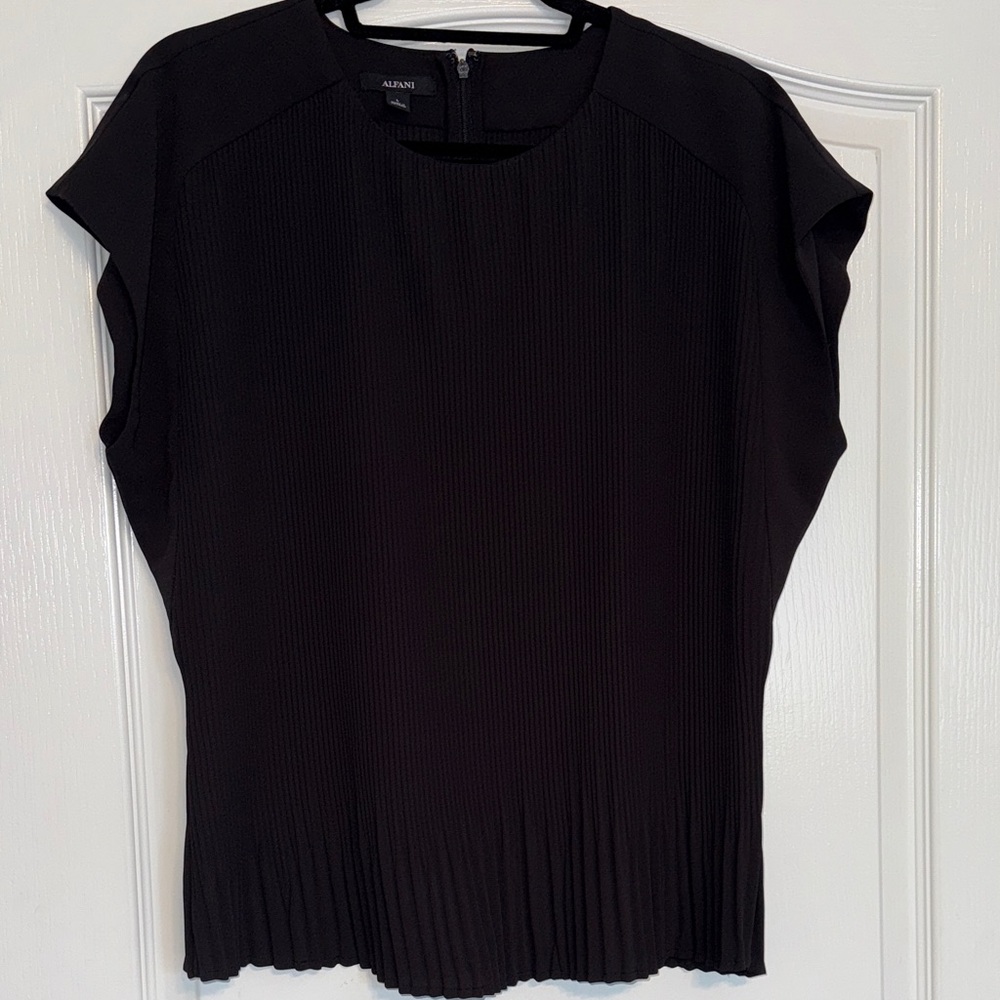 Alfani Black Textured Women's Blouse